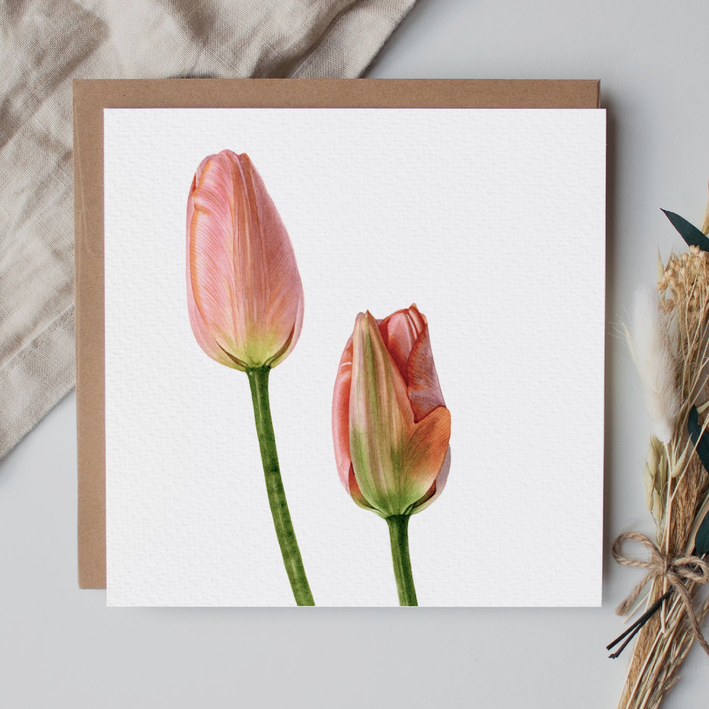 Peachy Tulips Greeting Card