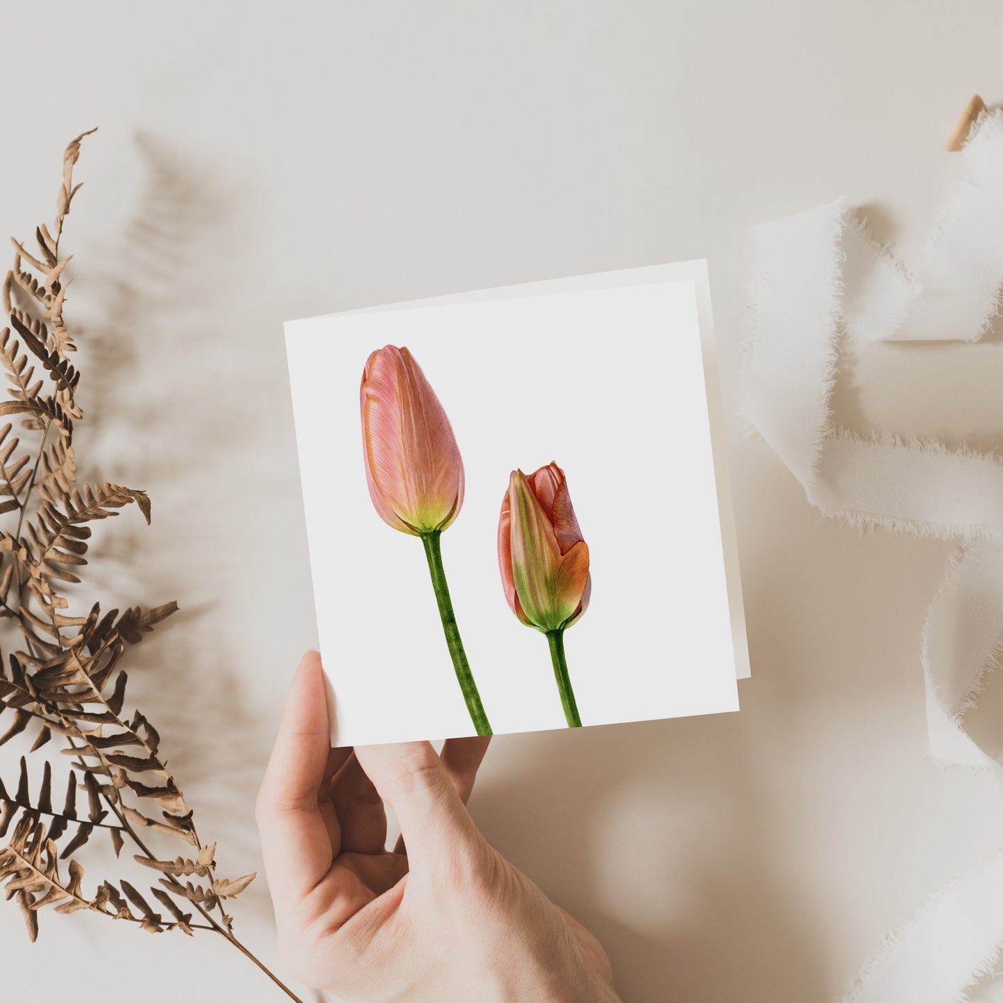 Peachy Tulips Greeting Card